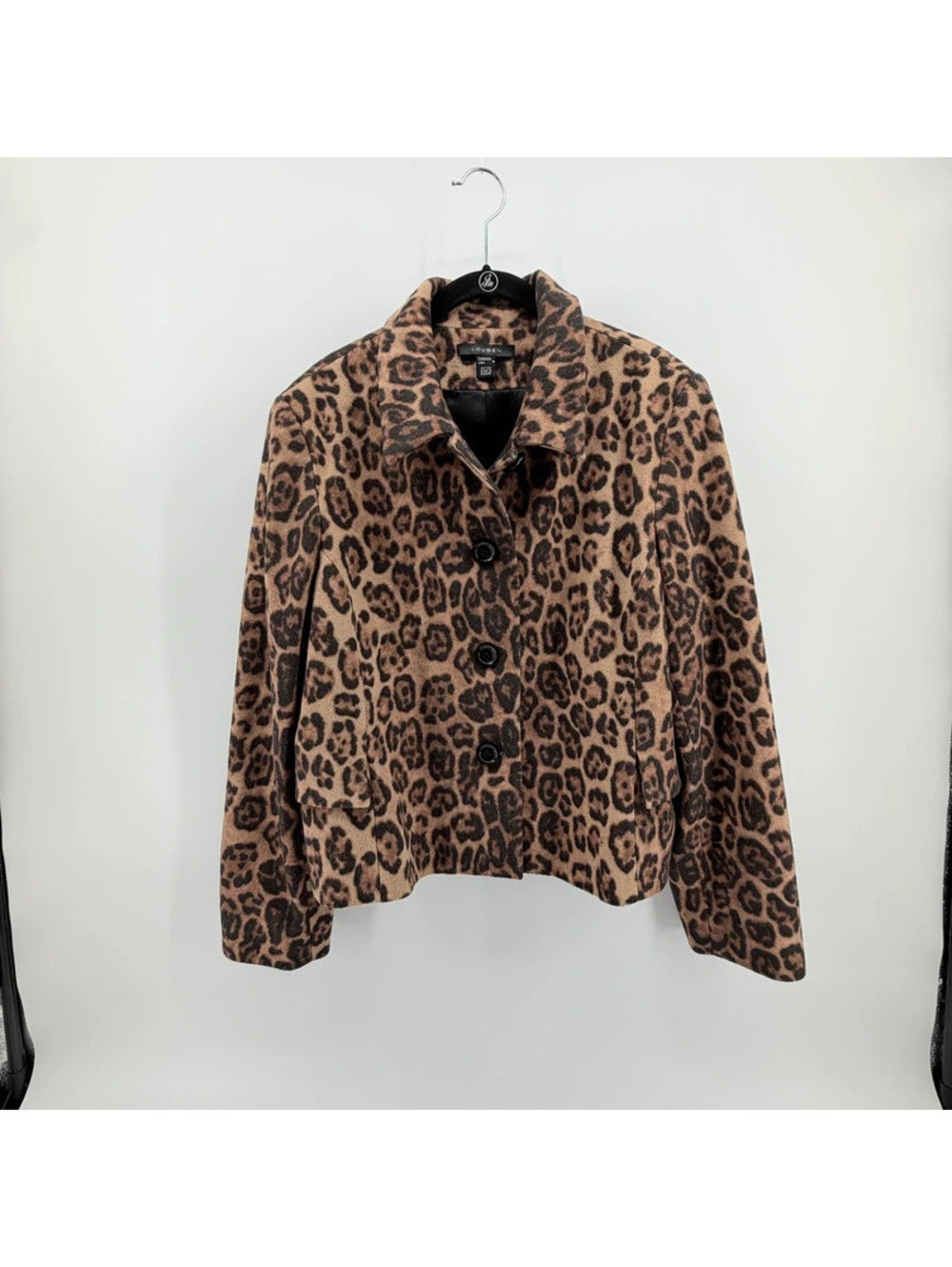 Louben Leopard Print Wool Cashmere Jacket Women’s 16 Made in Canada